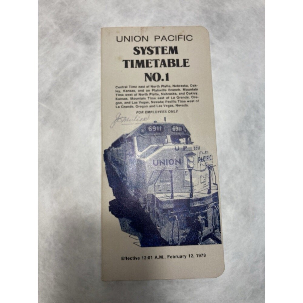 1978 Union Pacific System Timetable No 1 For Employees Only